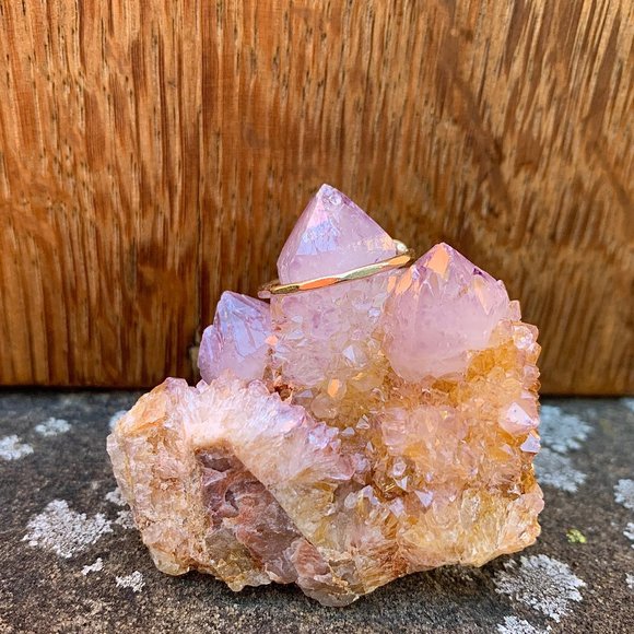 Melissa Joy Manning horseshoe 14k semi-precious stones trinity ring - Picture 7 of 13